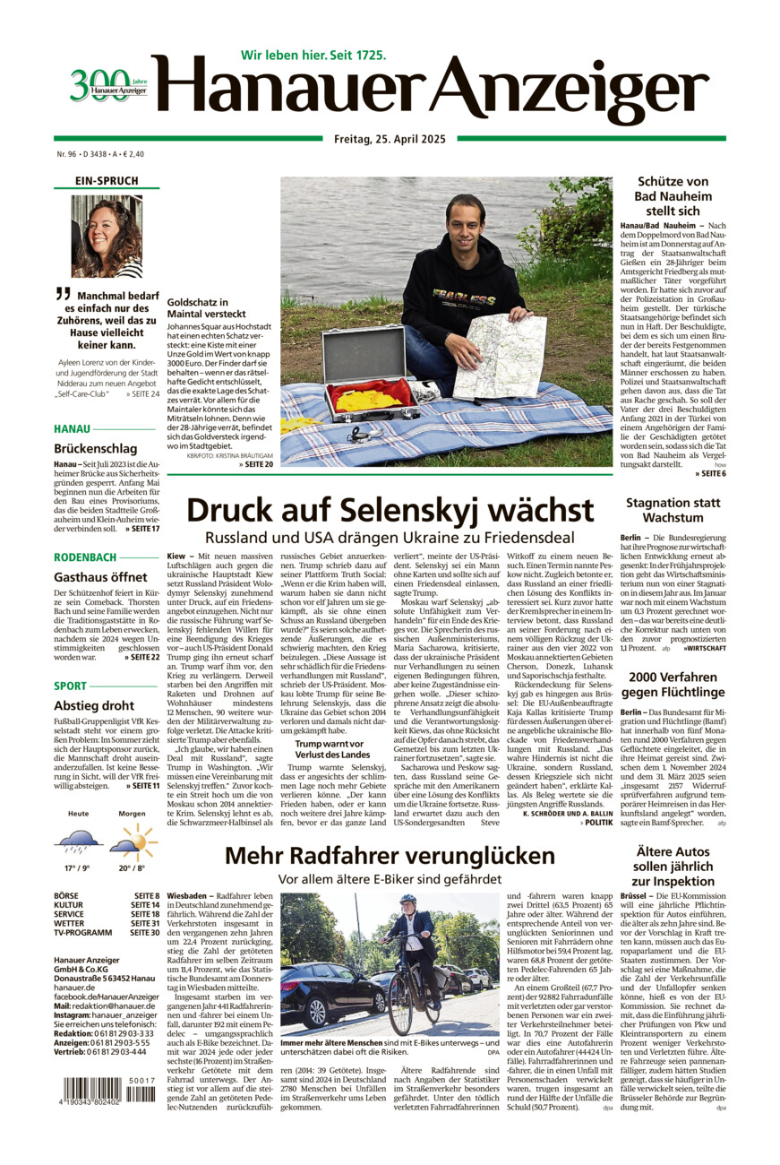 Hanauer Anzeiger vom Freitag, 25.04.2025