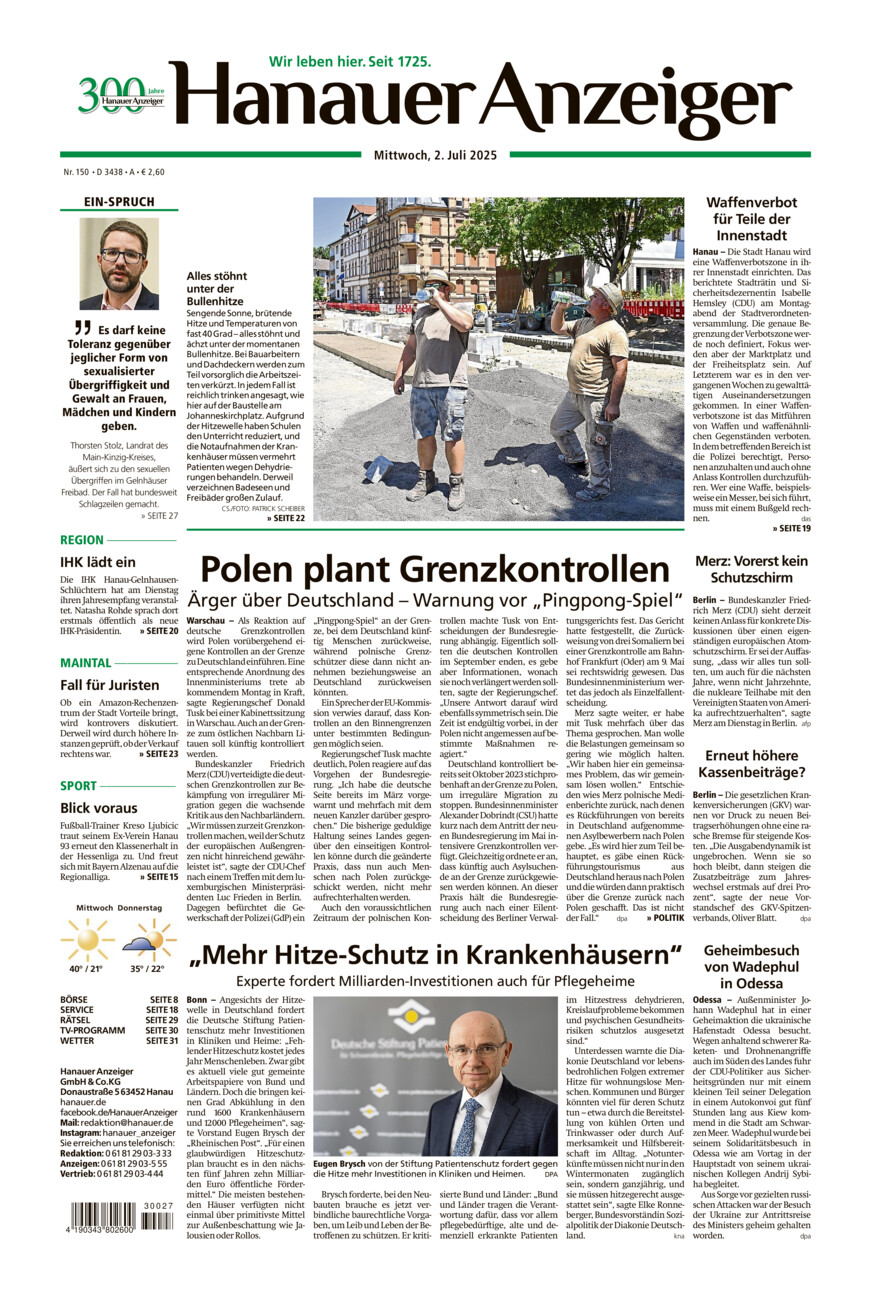 Hanauer Anzeiger vom Mittwoch, 02.07.2025