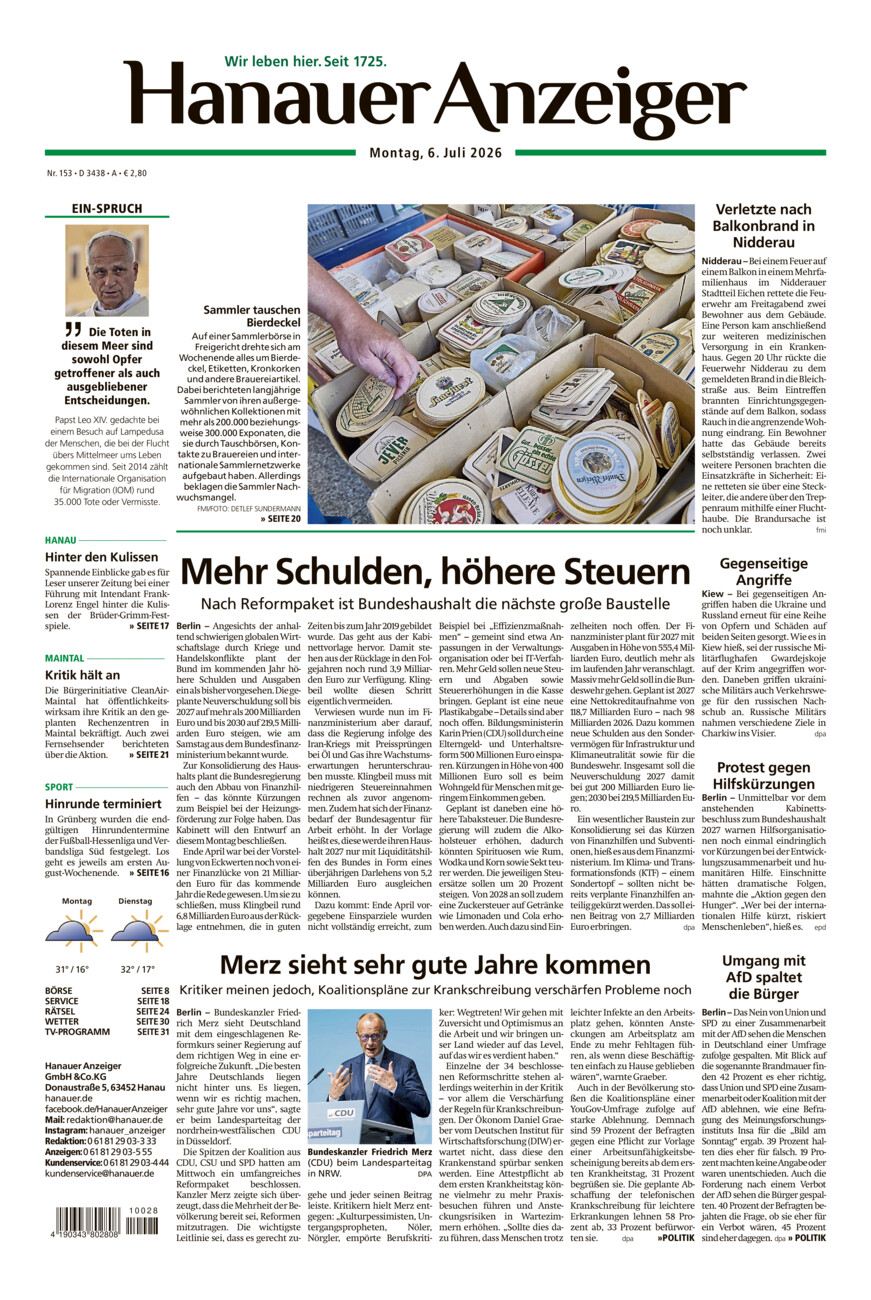Hanauer Anzeiger vom Montag, 06.07.2026