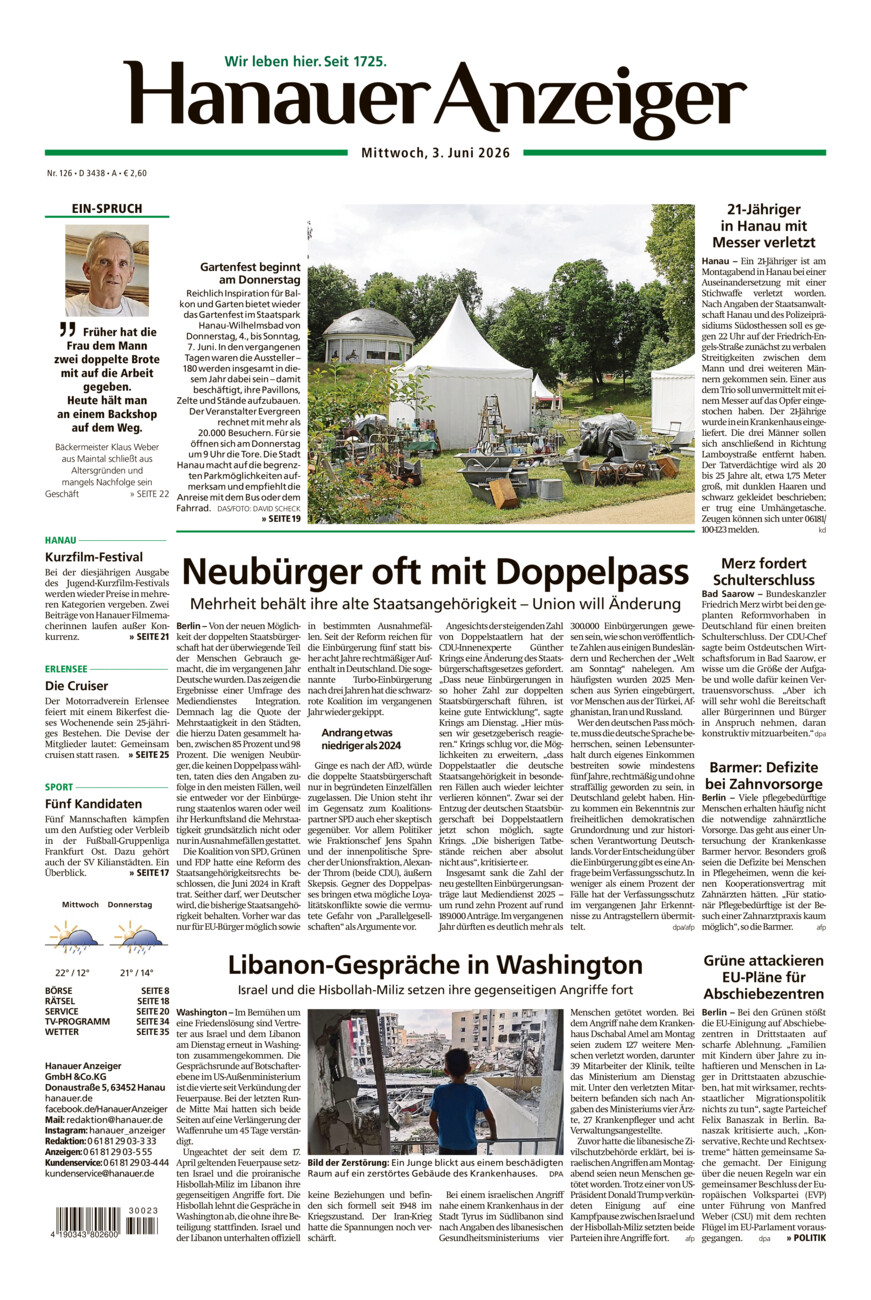 Hanauer Anzeiger vom Mittwoch, 03.06.2026