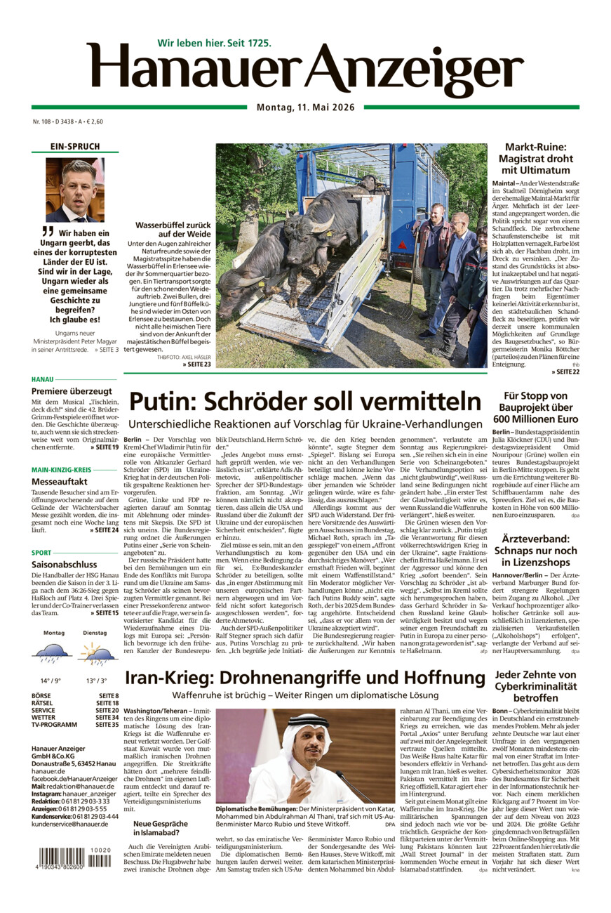 Hanauer Anzeiger vom Montag, 11.05.2026