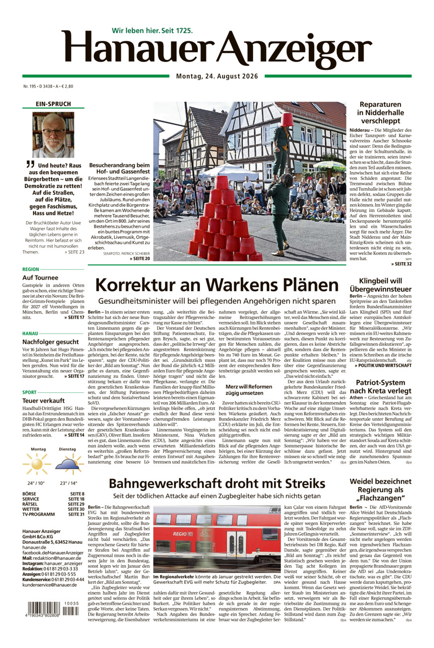 Hanauer Anzeiger vom Montag, 24.08.2026