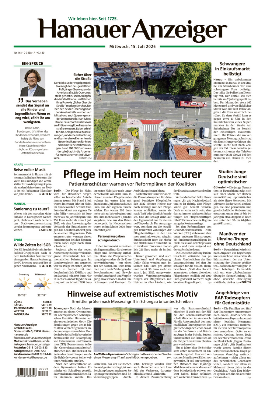 Hanauer Anzeiger vom Mittwoch, 15.07.2026