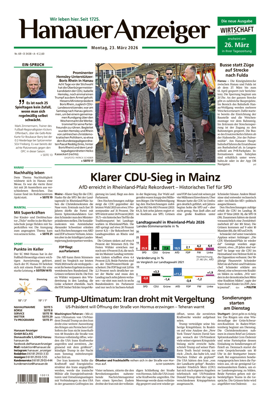 Hanauer Anzeiger vom Montag, 23.03.2026