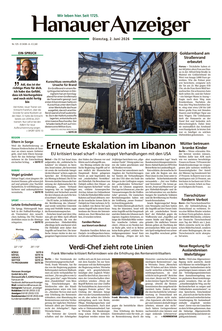 Hanauer Anzeiger vom Dienstag, 02.06.2026