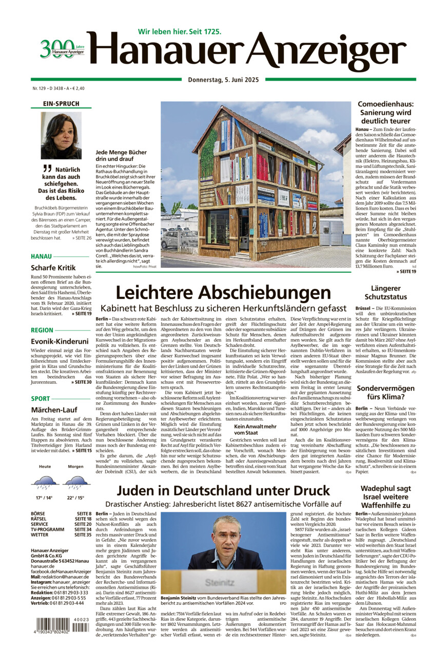 Hanauer Anzeiger vom Donnerstag, 05.06.2025