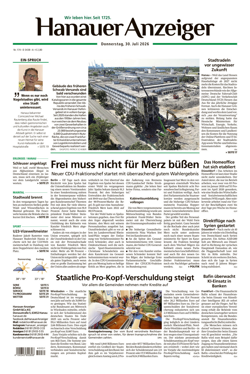 Hanauer Anzeiger vom Donnerstag, 30.07.2026