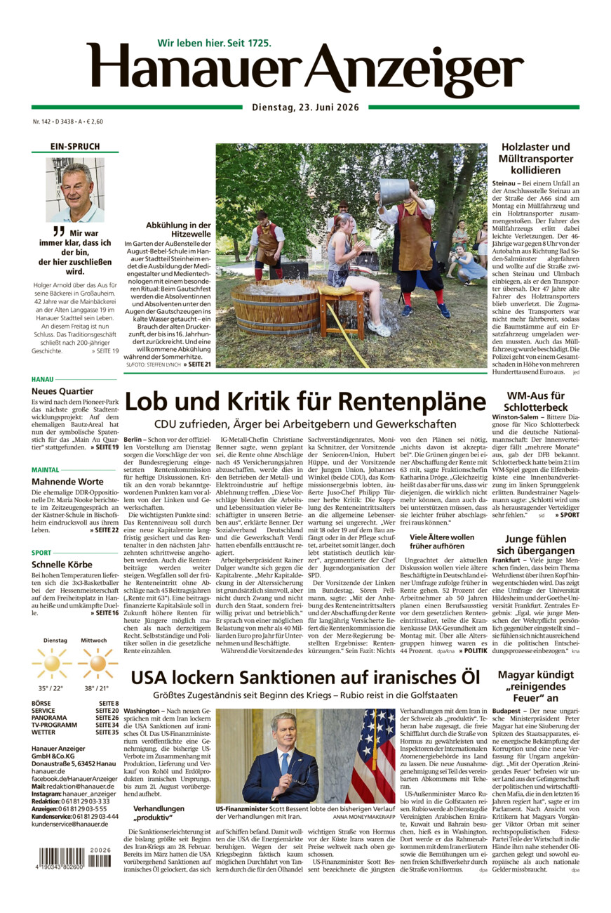 Hanauer Anzeiger vom Dienstag, 23.06.2026