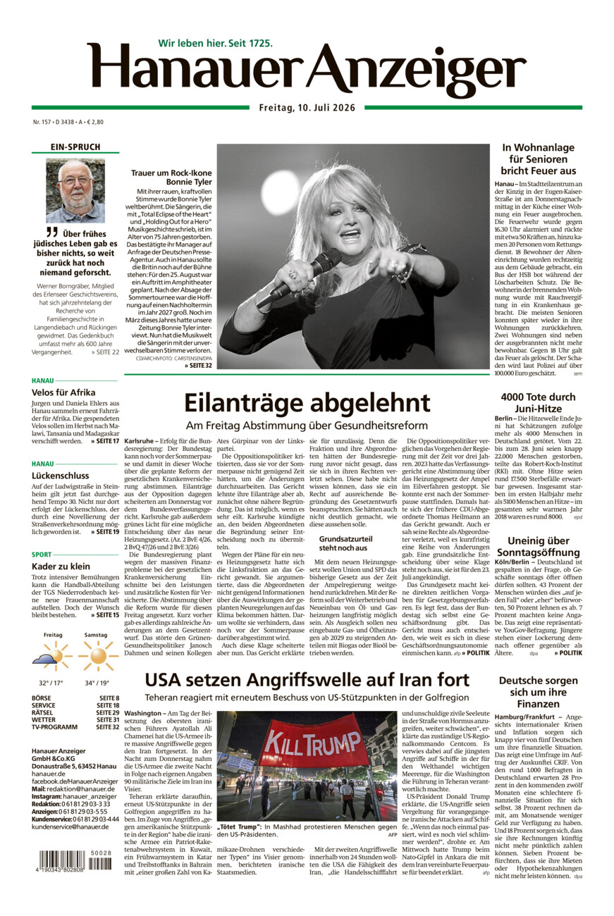 Hanauer Anzeiger vom Freitag, 10.07.2026