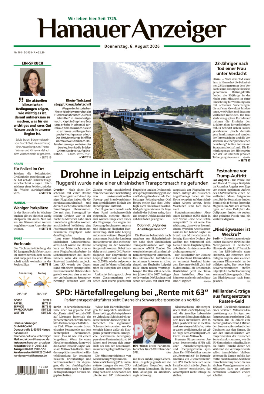 Hanauer Anzeiger vom Donnerstag, 06.08.2026