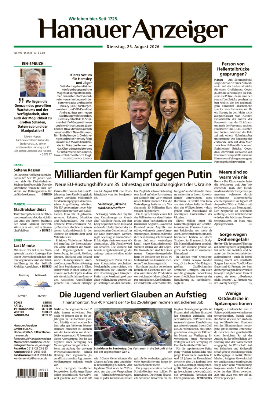 Hanauer Anzeiger vom Dienstag, 25.08.2026