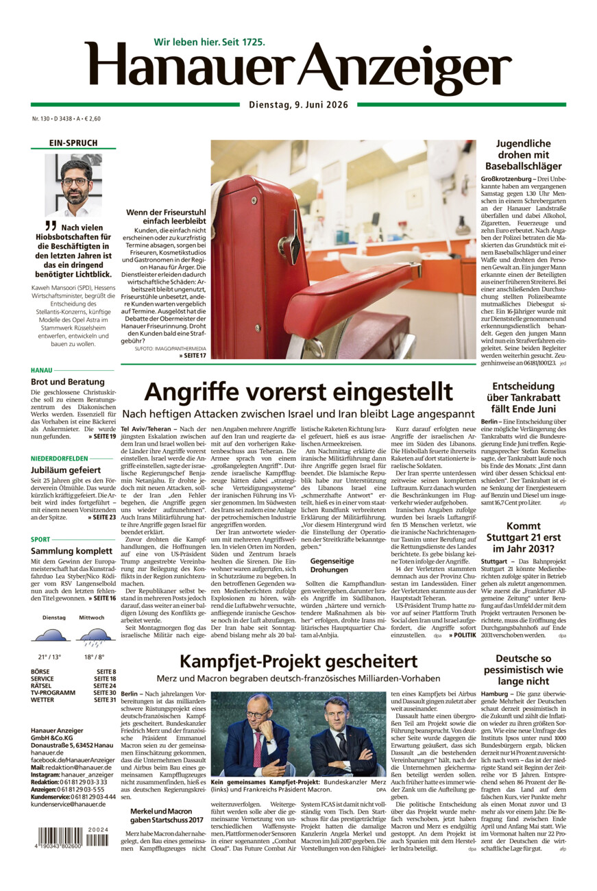 Hanauer Anzeiger vom Dienstag, 09.06.2026