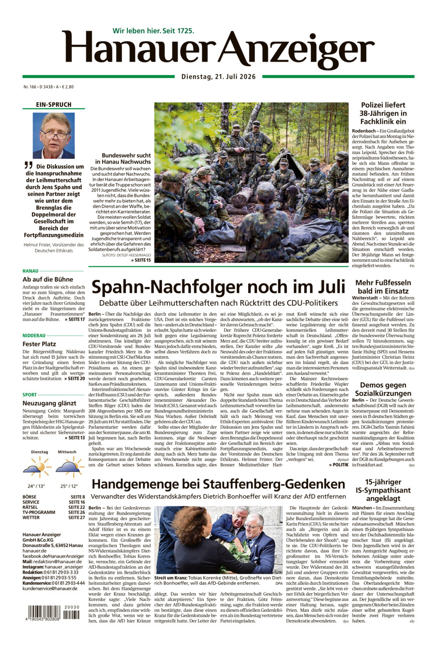 Hanauer Anzeiger vom Dienstag, 21.07.2026