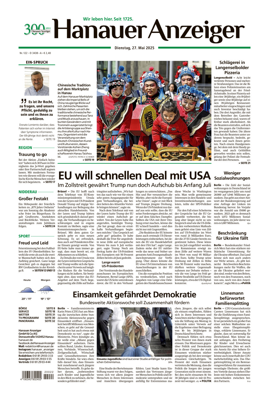 Hanauer Anzeiger vom Dienstag, 27.05.2025