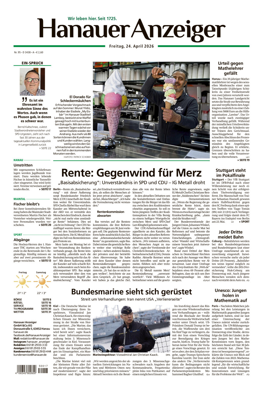 Hanauer Anzeiger vom Freitag, 24.04.2026