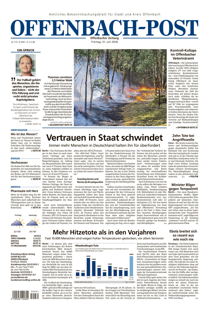 Offenbach-Post vom Freitag, 31.07.2026