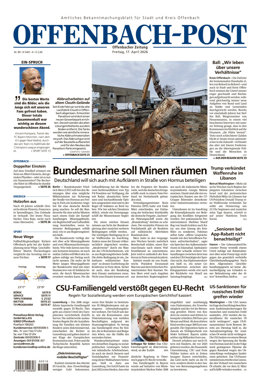 Offenbach-Post vom Freitag, 17.04.2026