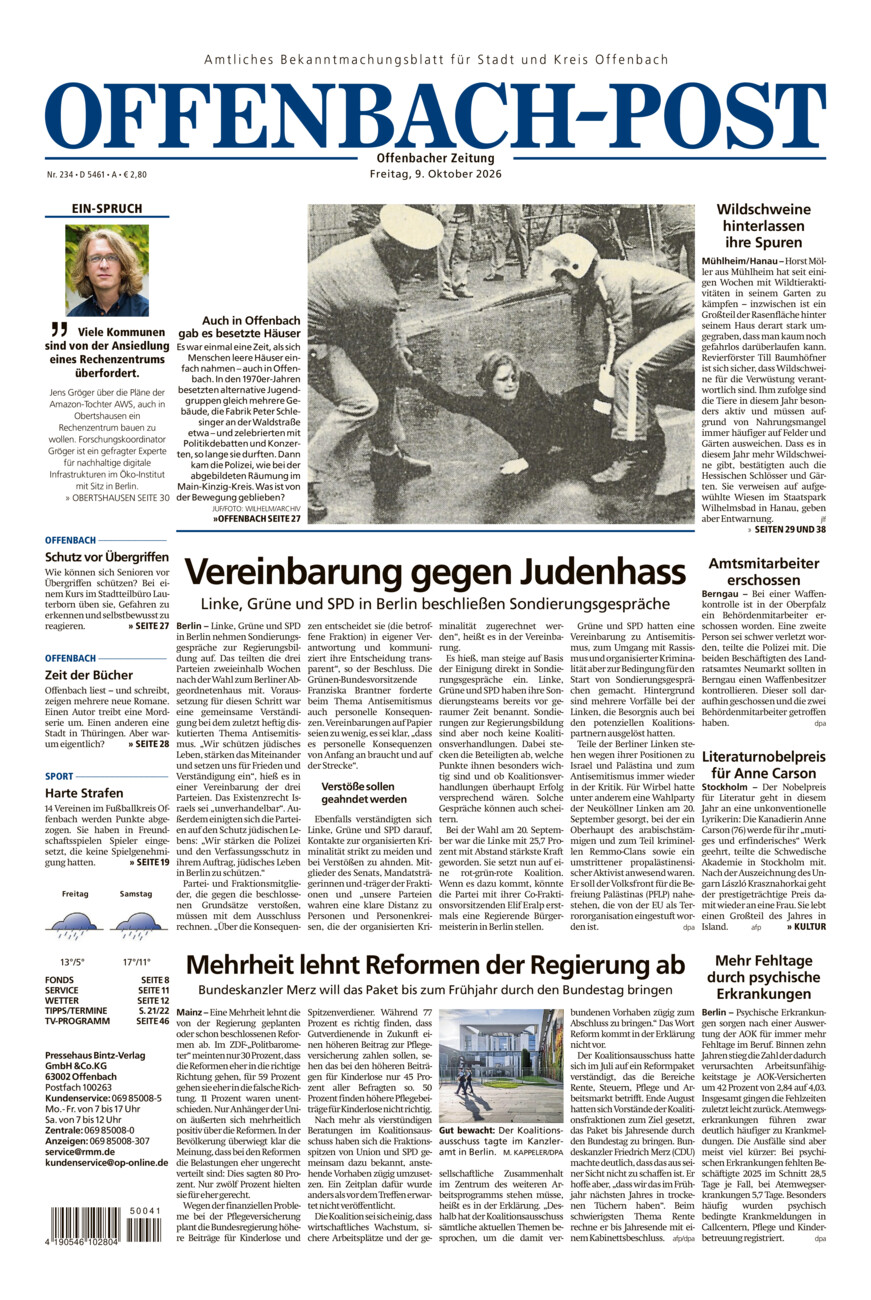 Offenbach-Post vom Freitag, 09.10.2026