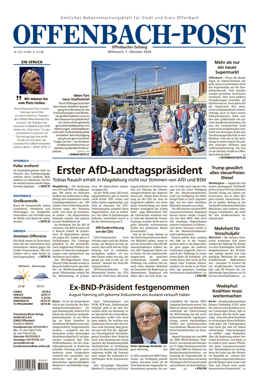 Offenbach-Post vom Mittwoch, 07.10.2026