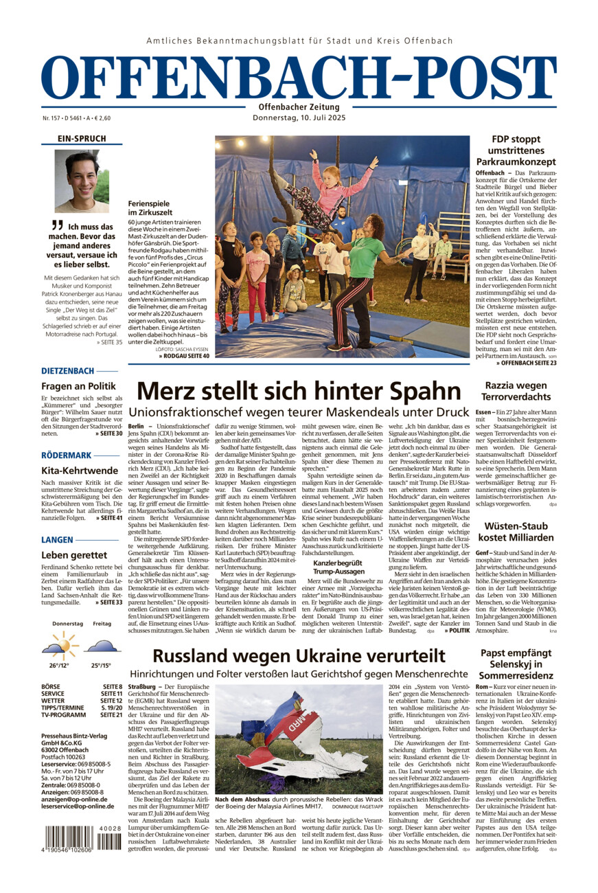 Offenbach-Post vom Donnerstag, 10.07.2025