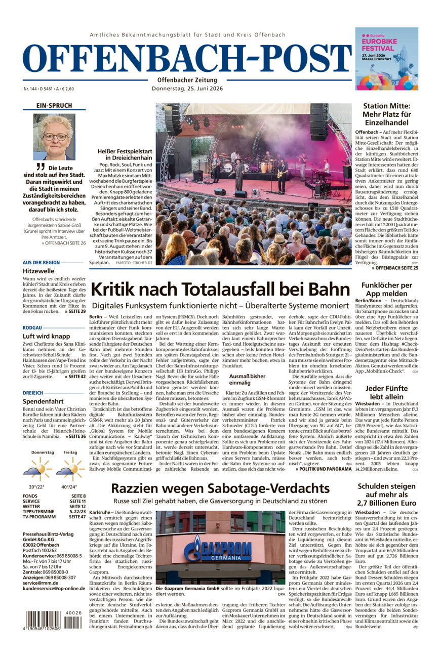 Offenbach-Post vom Donnerstag, 25.06.2026