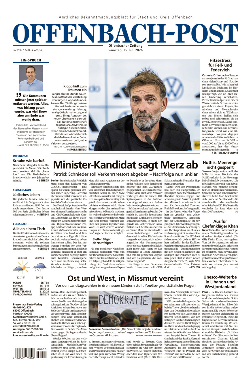Offenbach-Post vom Samstag, 25.07.2026