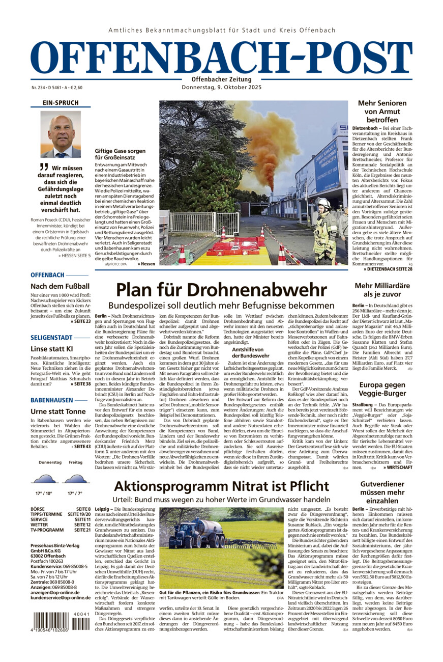 Offenbach-Post vom Donnerstag, 09.10.2025
