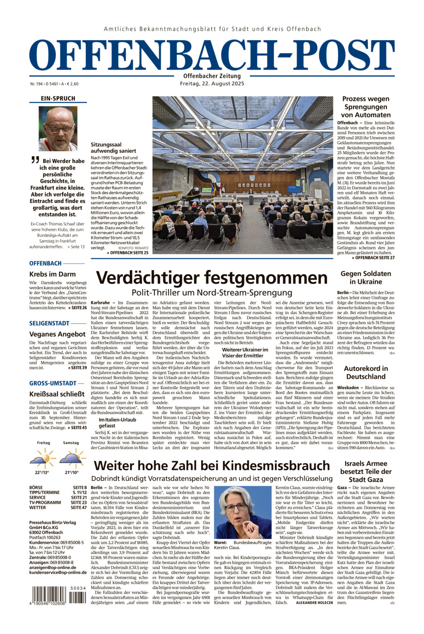 Offenbach-Post vom Freitag, 22.08.2025