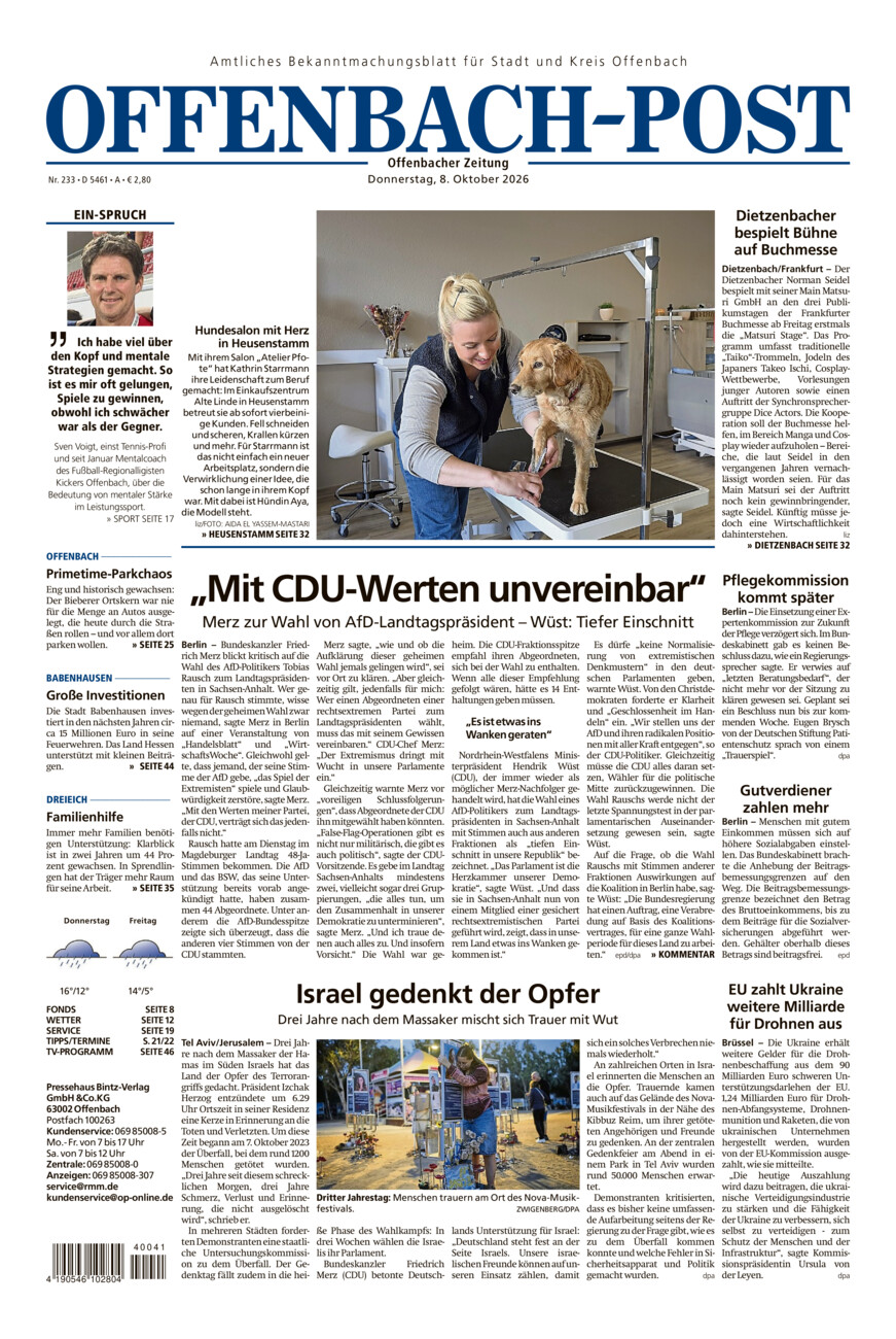 Offenbach-Post vom Donnerstag, 08.10.2026