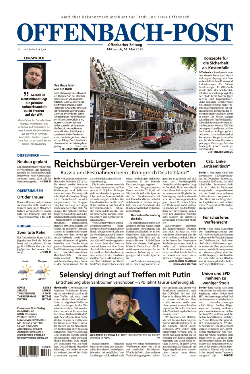 Offenbach-Post vom Mittwoch, 14.05.2025