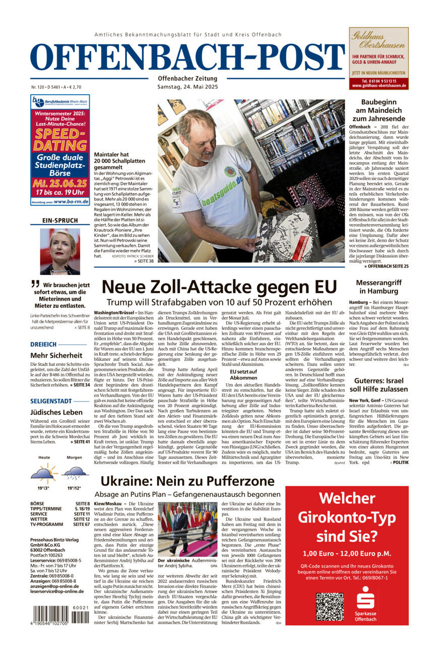 Offenbach-Post vom Samstag, 24.05.2025