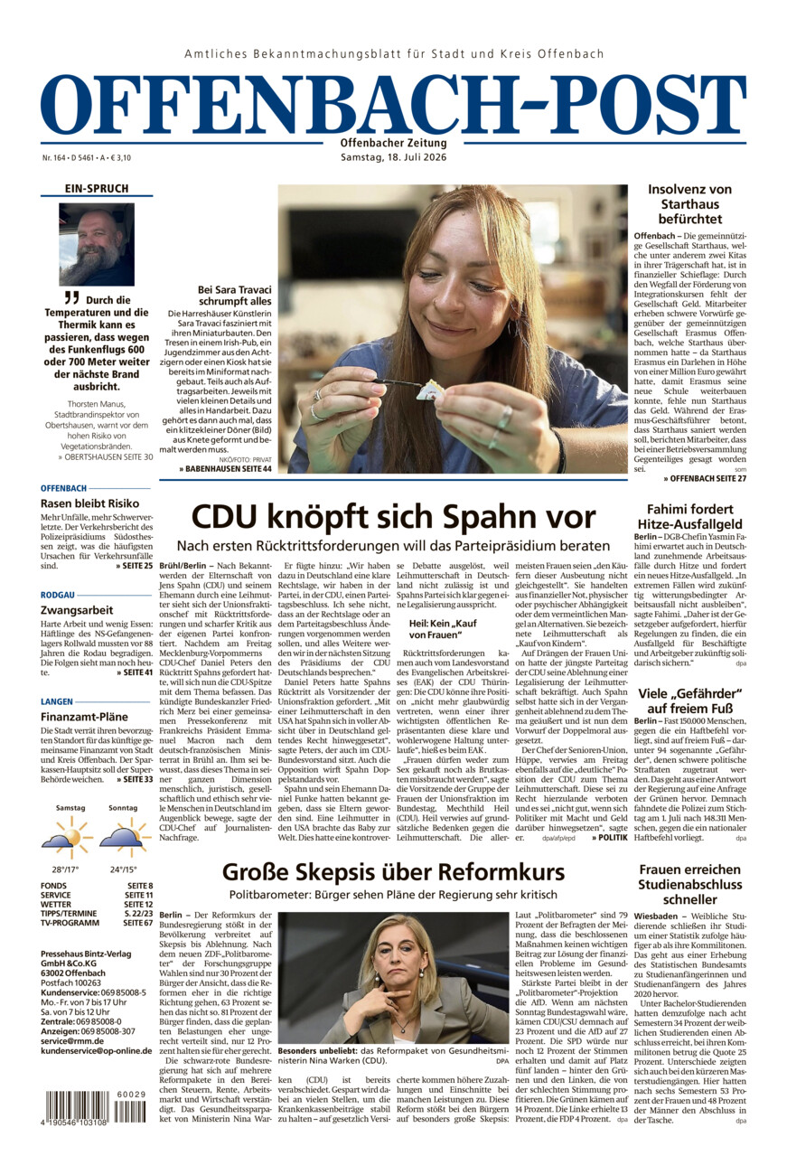 Offenbach-Post vom Samstag, 18.07.2026