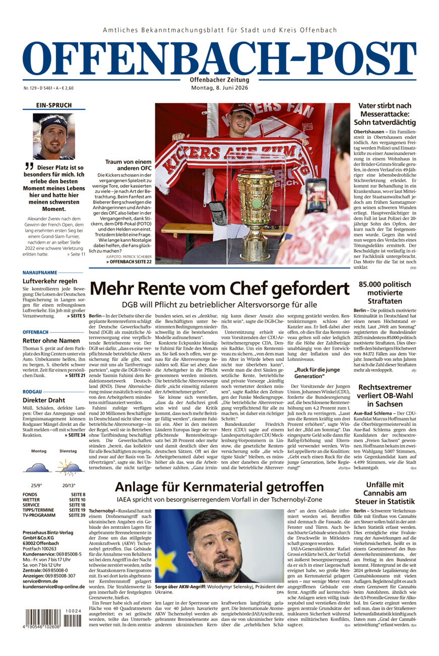 Offenbach-Post vom Montag, 08.06.2026
