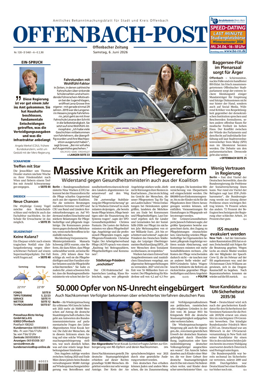Offenbach-Post vom Samstag, 06.06.2026