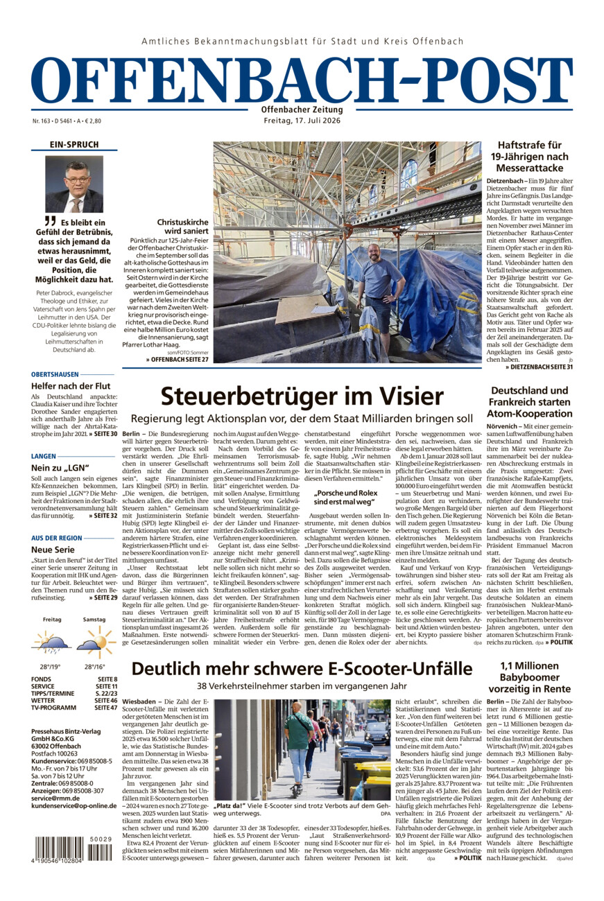 Offenbach-Post vom Freitag, 17.07.2026