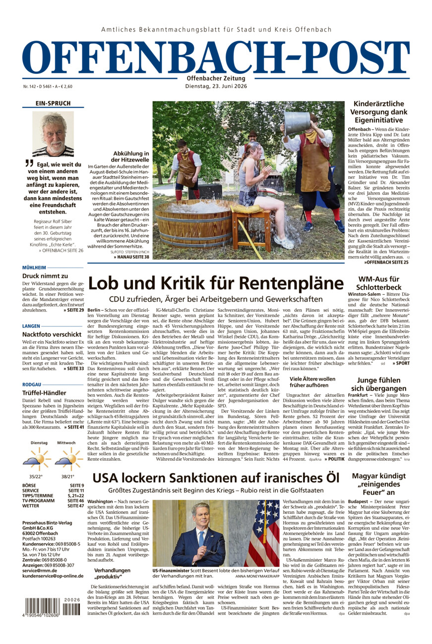 Offenbach-Post vom Dienstag, 23.06.2026