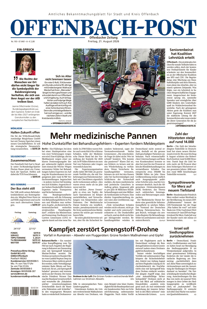 Offenbach-Post vom Freitag, 21.08.2026