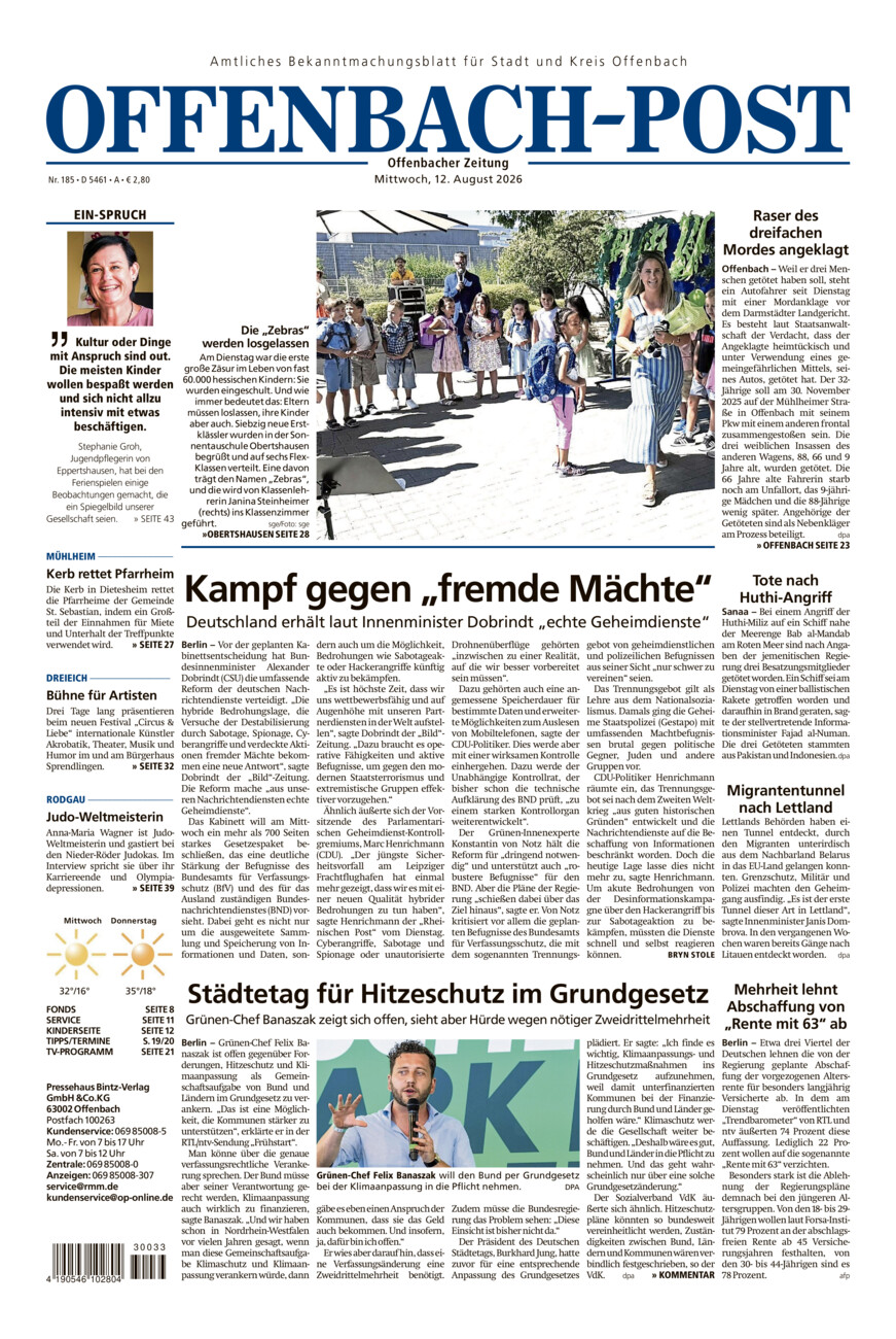 Offenbach-Post vom Mittwoch, 12.08.2026