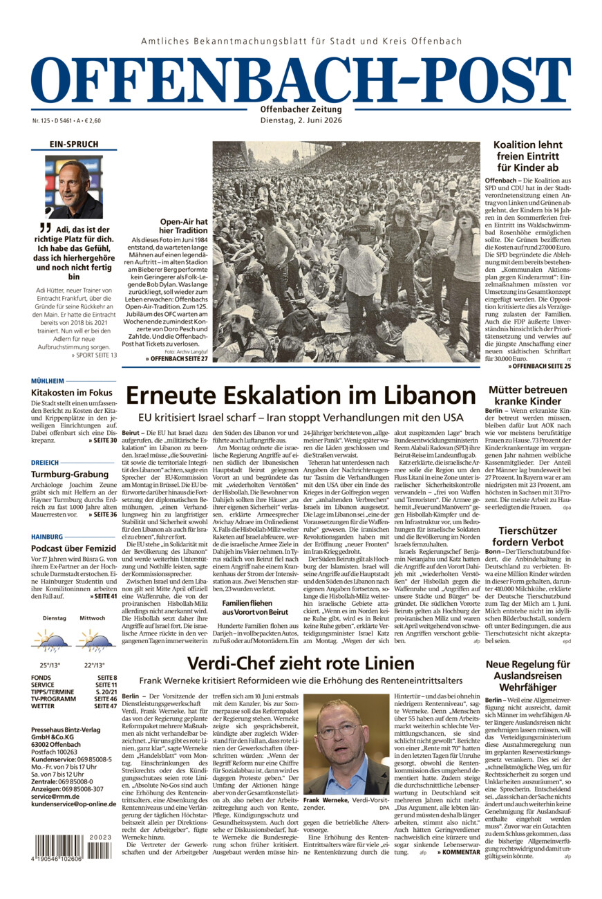 Offenbach-Post vom Dienstag, 02.06.2026