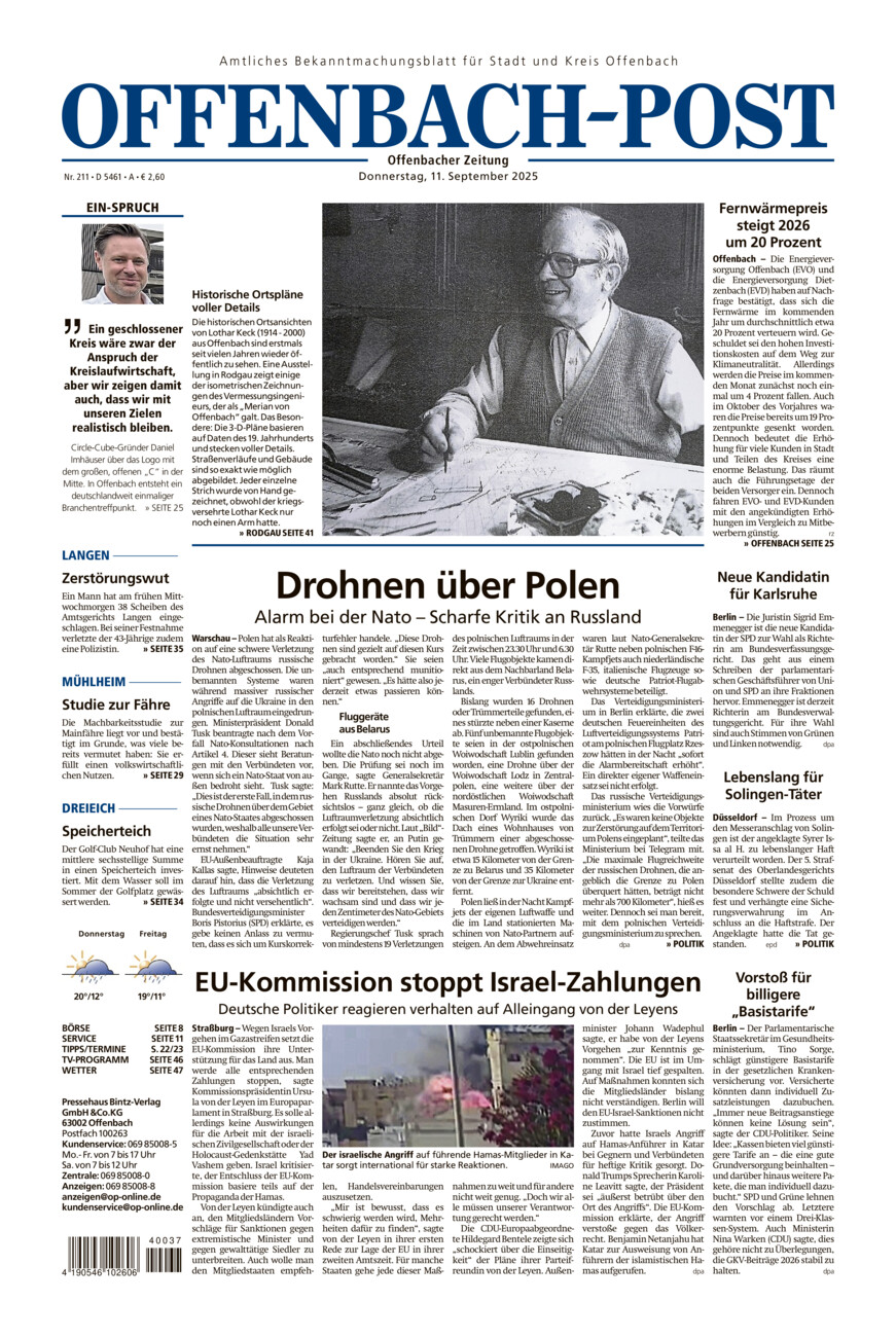 Offenbach-Post vom Donnerstag, 11.09.2025
