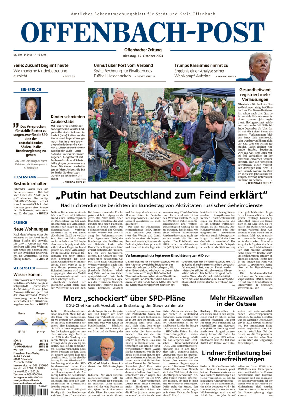 Offenbach-Post vom Dienstag, 15.10.2024