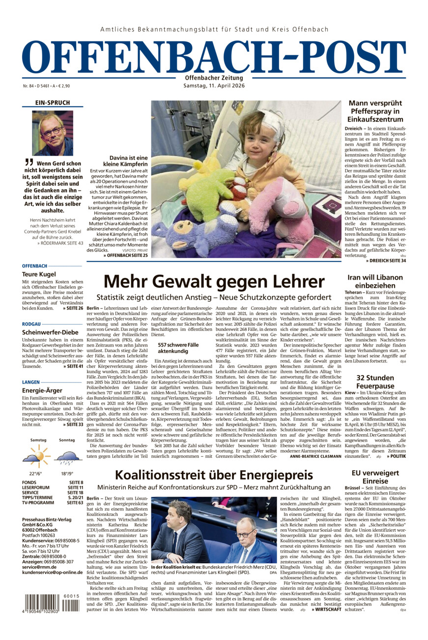 Offenbach-Post vom Samstag, 11.04.2026