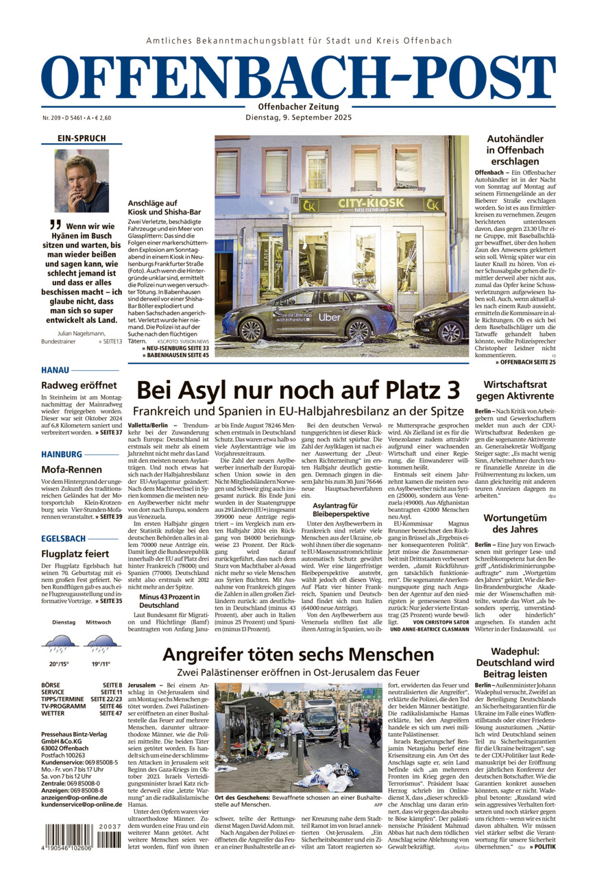 Offenbach-Post vom Dienstag, 09.09.2025