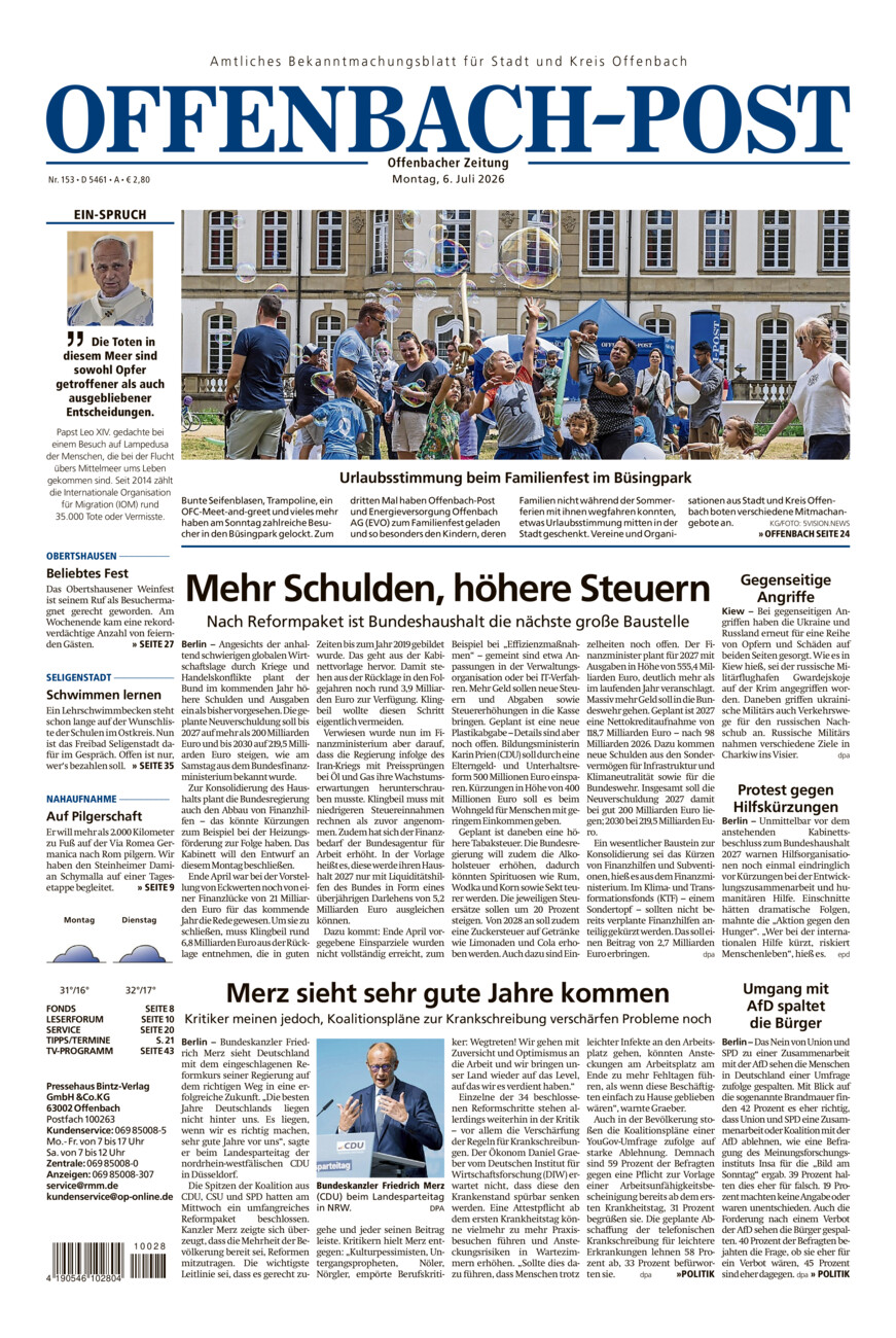 Offenbach-Post vom Montag, 06.07.2026