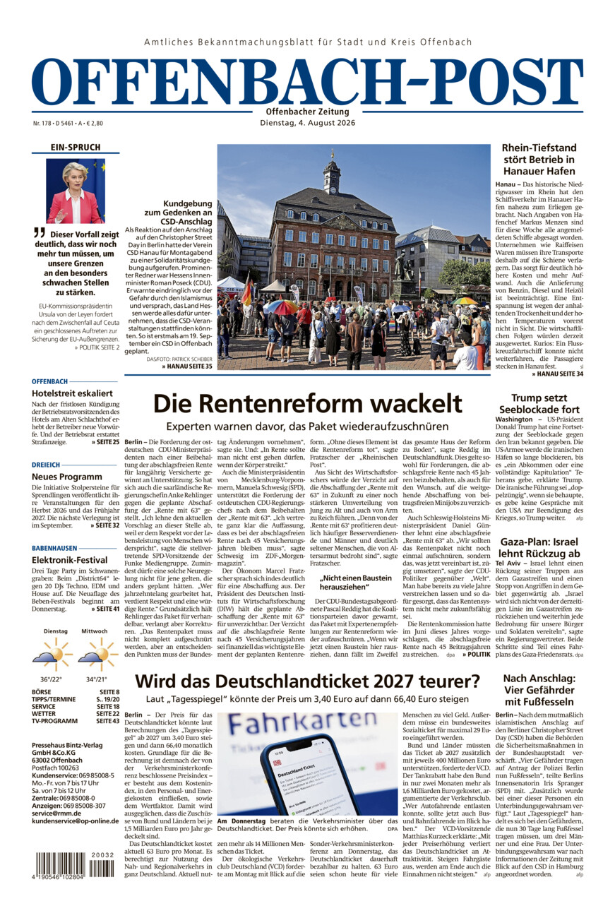 Offenbach-Post vom Dienstag, 04.08.2026