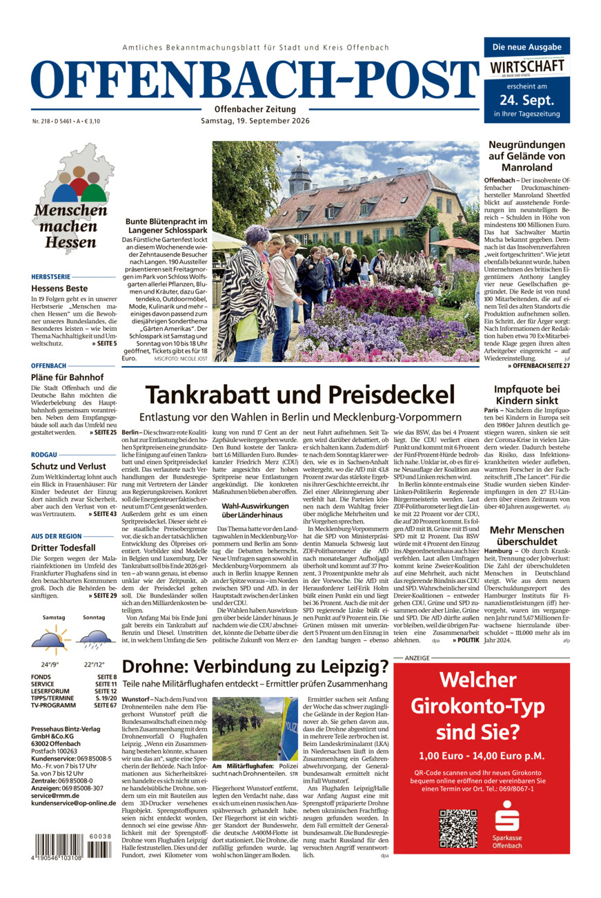 Offenbach-Post vom Samstag, 19.09.2026