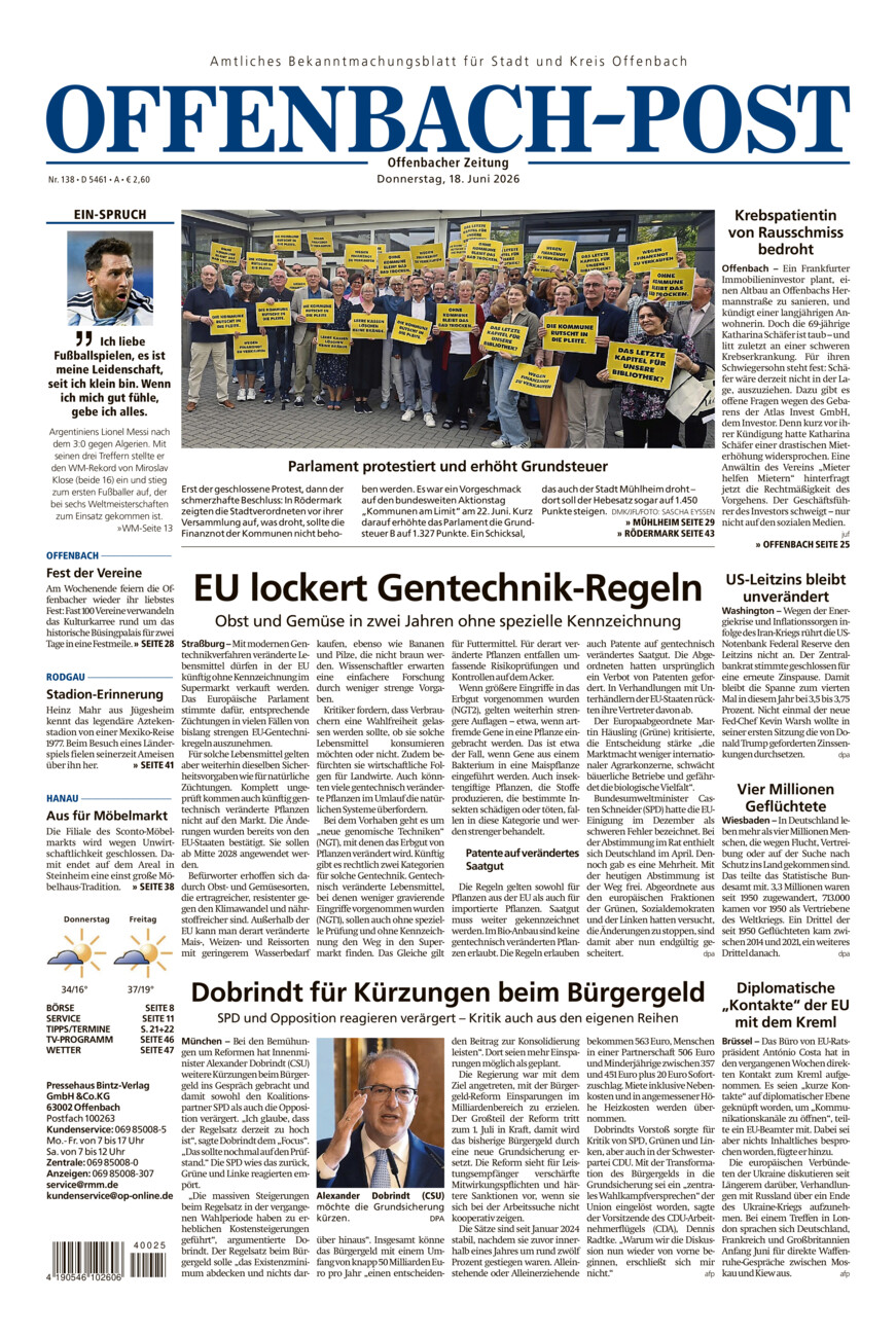 Offenbach-Post vom Donnerstag, 18.06.2026