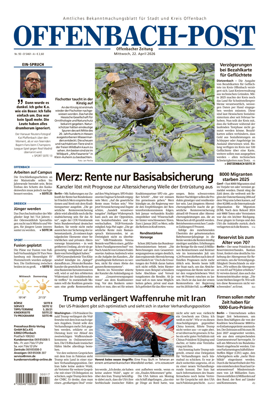 Offenbach-Post vom Mittwoch, 22.04.2026