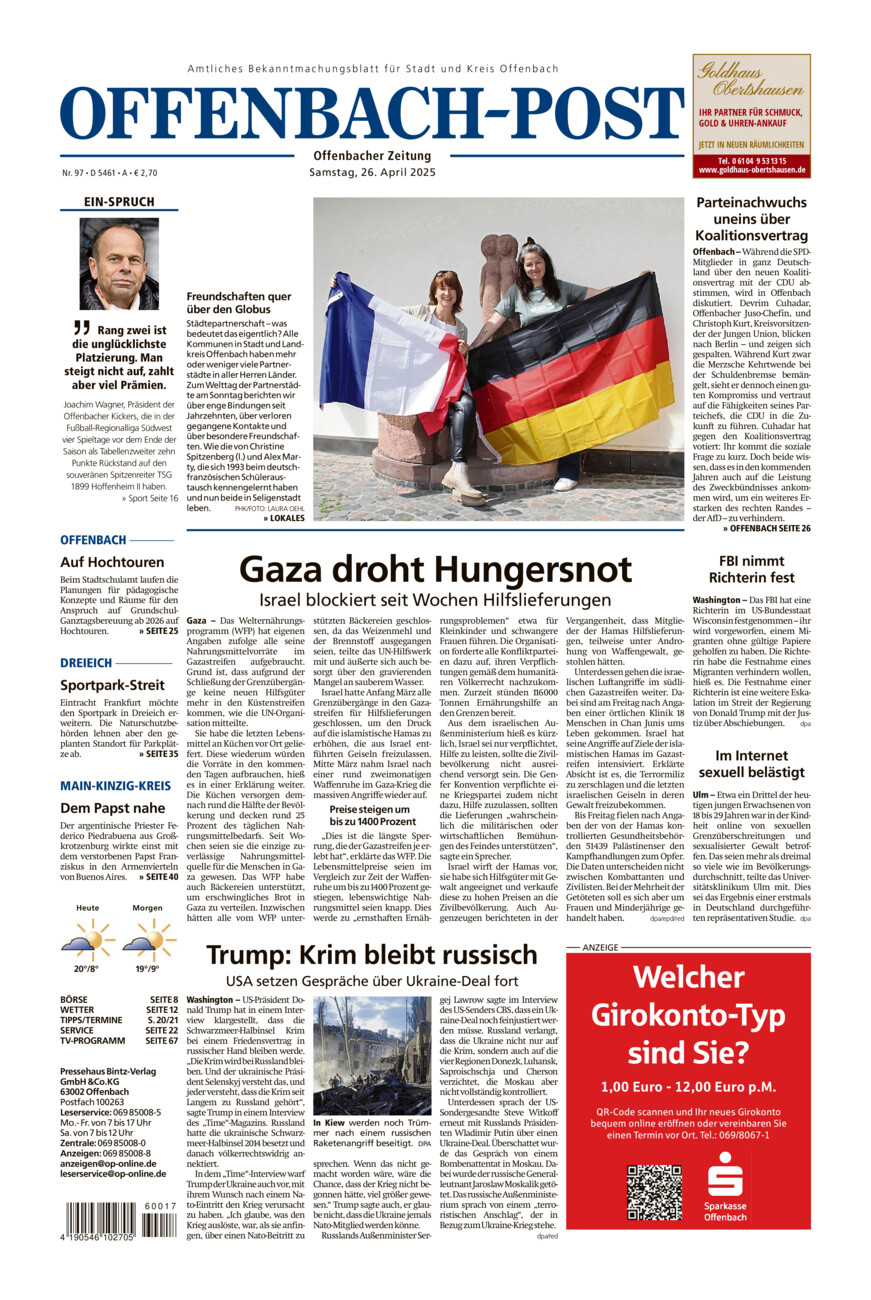 Offenbach-Post vom Samstag, 26.04.2025