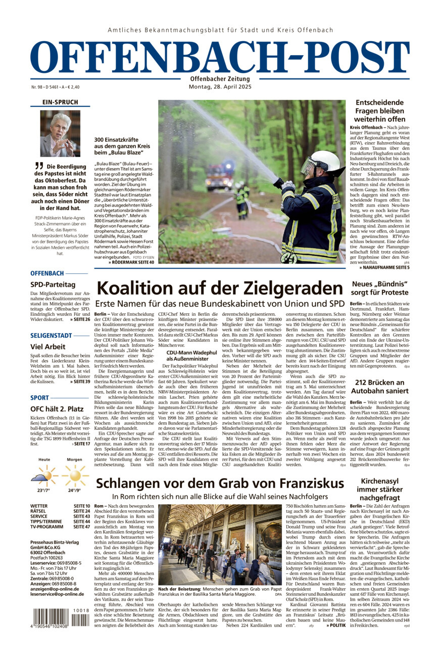 Offenbach-Post vom Montag, 28.04.2025